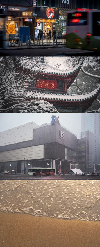 图片显示了一条街道 街道上有建筑物和公共汽车。