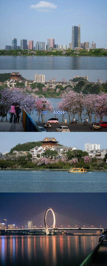 城市的一张图片和河上的桥以及水
