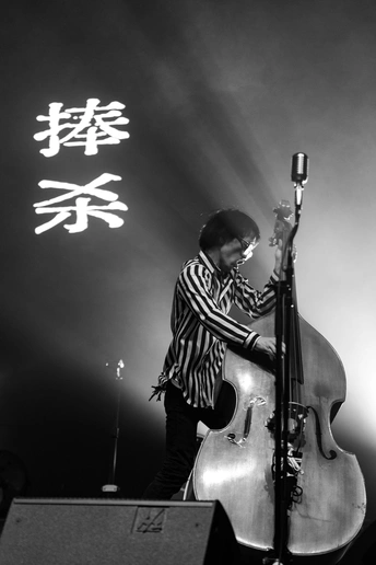 音乐节上的一场音乐会上的一个男子表演的照片