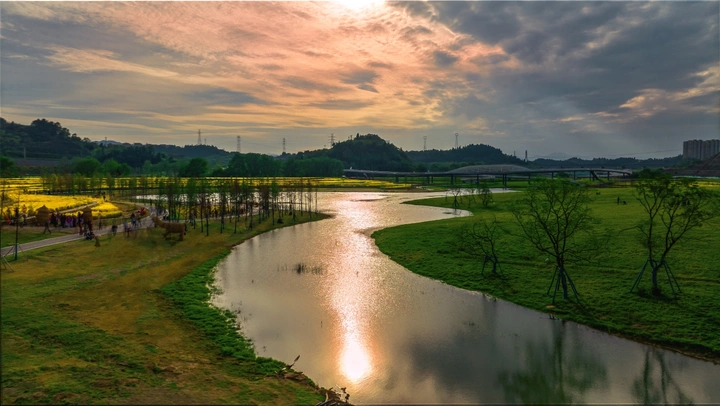 卷桥河湿地彩霞