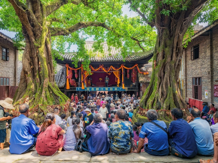 百年榕荫下的戏台