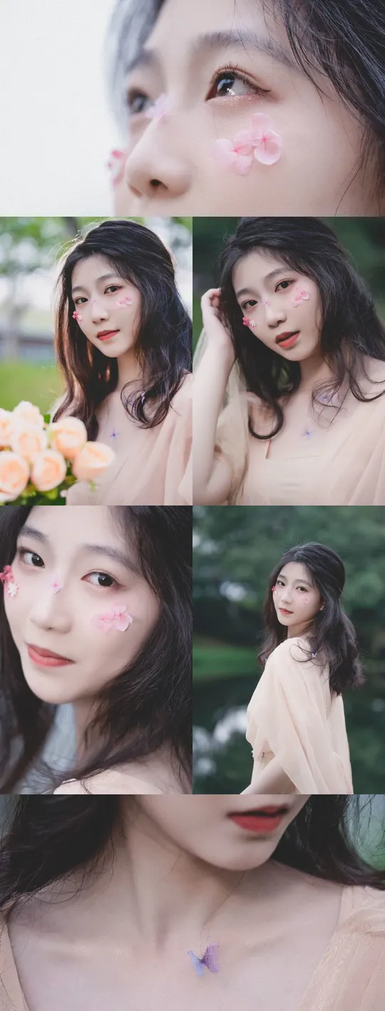 一张女孩脸上的花