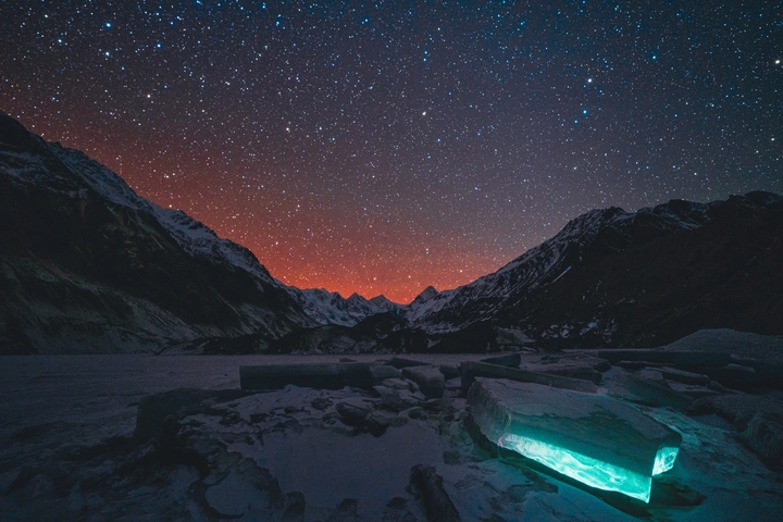 冰川星夜：幻彩交织的自然奇境