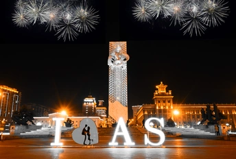 一个城市夜晚的摄影作品集 天空中烟花绽放。