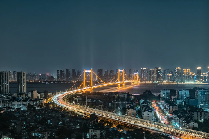 武汉鹦鹉洲长江大桥夜景