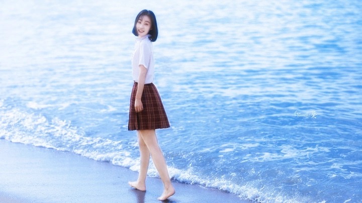 海口约拍|海与少女