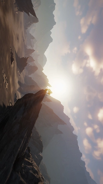 天空中有水、岩石和云的悬崖