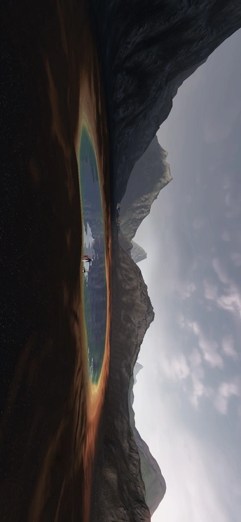 天空上的一道彩虹  above a body of water