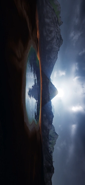 从洞穴内部向外看水