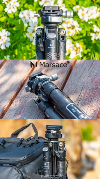 三角架上的相机 背景是花和包