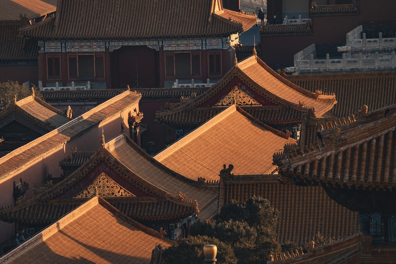 城市屋顶的空中视角