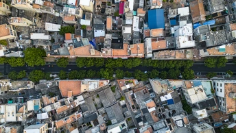 空域照片 大面积住宅区和街道