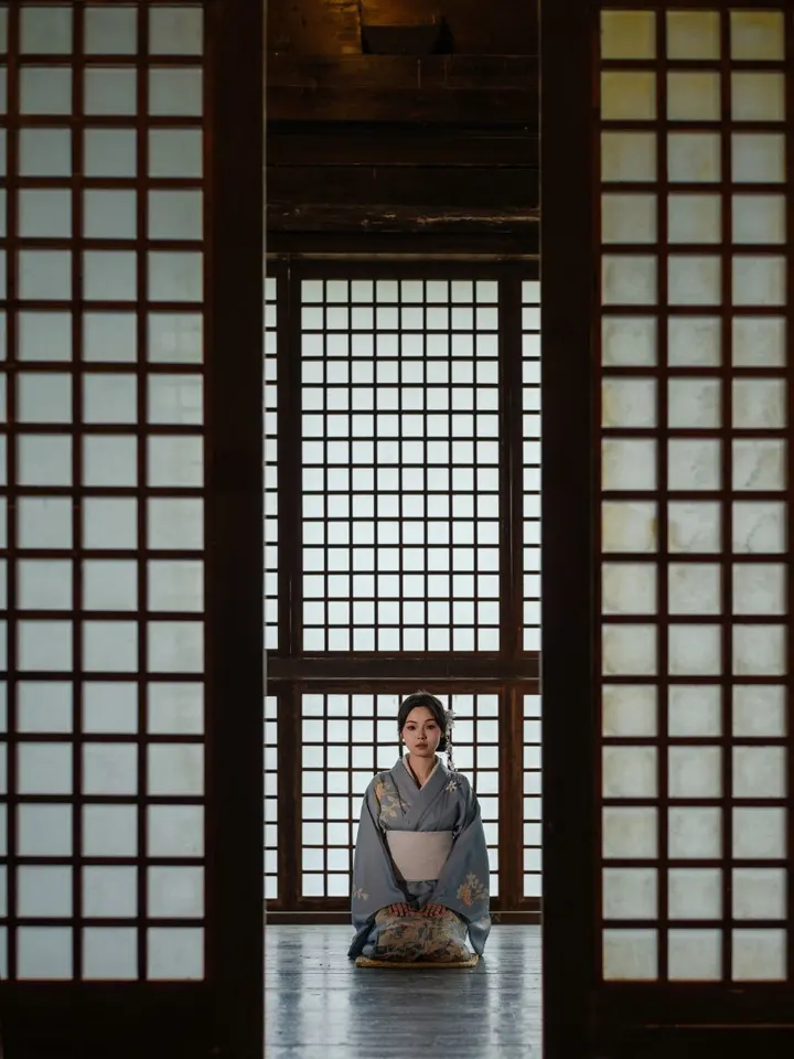 浴衣少女 和风庭院