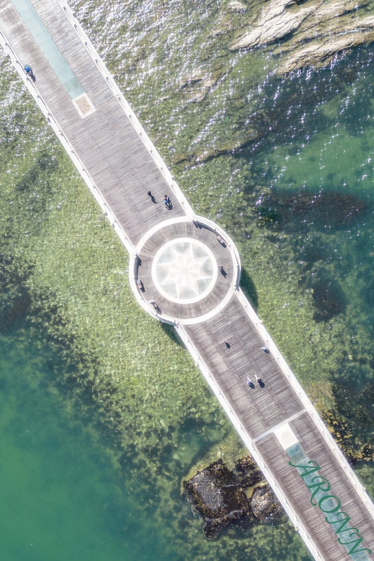 空中视角 木板路 码头和水