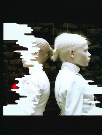 一位金发女子站在窗前