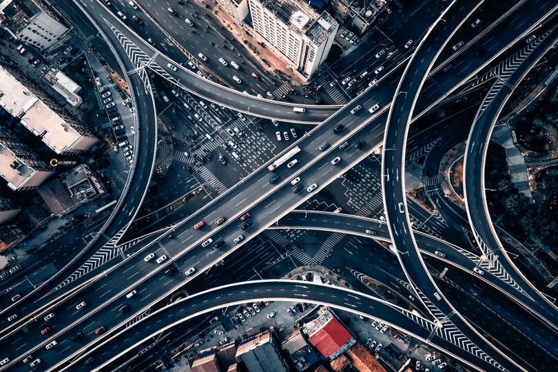 城市的高速公路 aerial photo