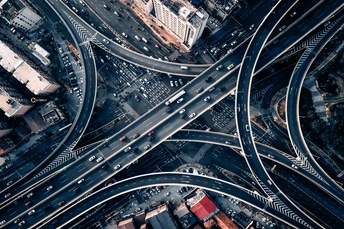城市的高速公路 aerial photo