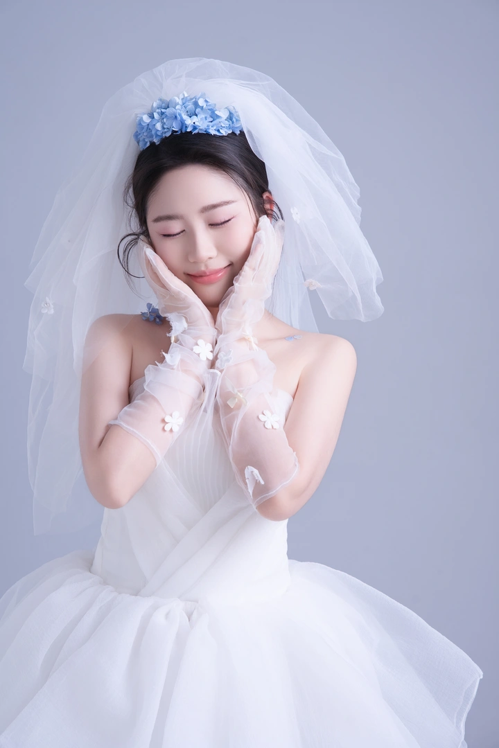 蓝色，婚纱，，