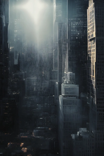 夜晚的城市 有很多摩天大楼