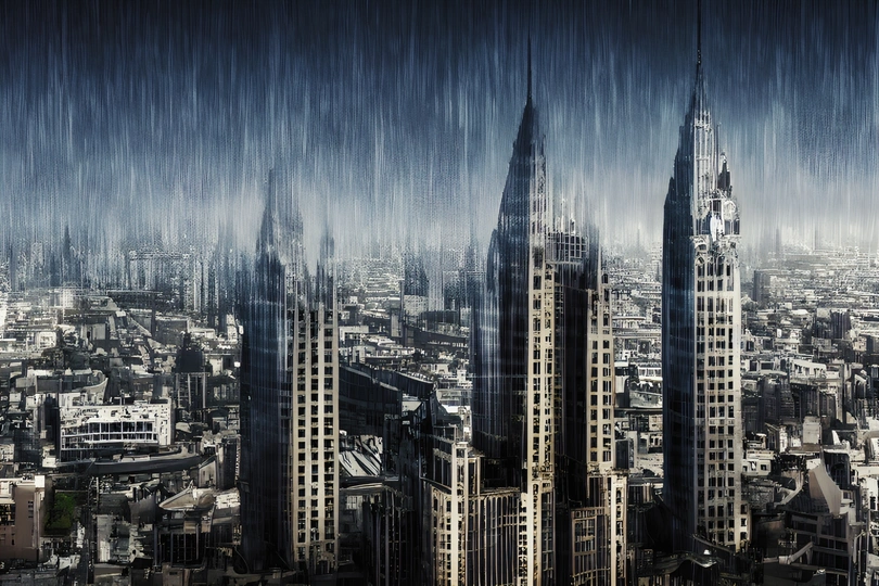 城市景观 天空中下雨 高楼