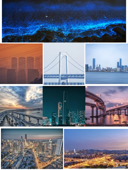 城市夜景的照片拼贴