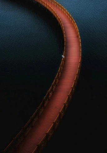 水上长桥的空中视角