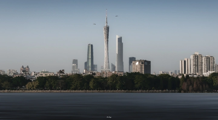 海珠湖看到的广州塔
