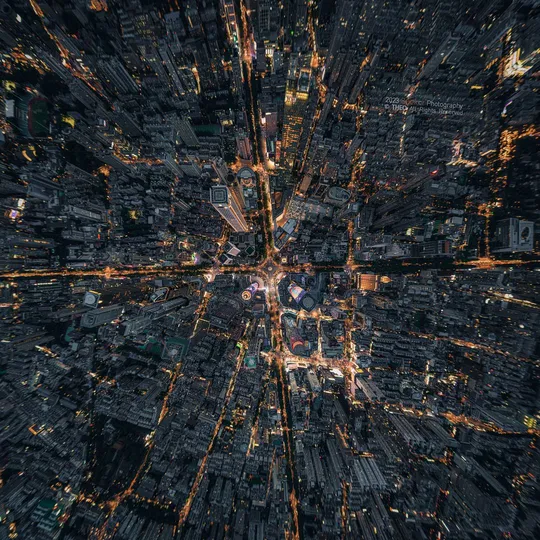 夜晚的城市 aerial image