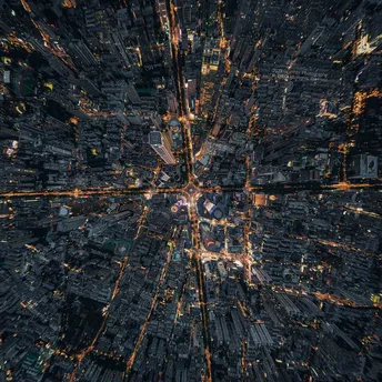 夜晚的城市 aerial image
