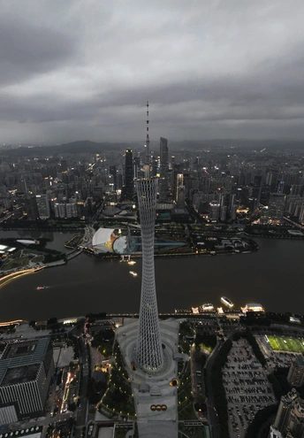 从高塔俯瞰城市夜景