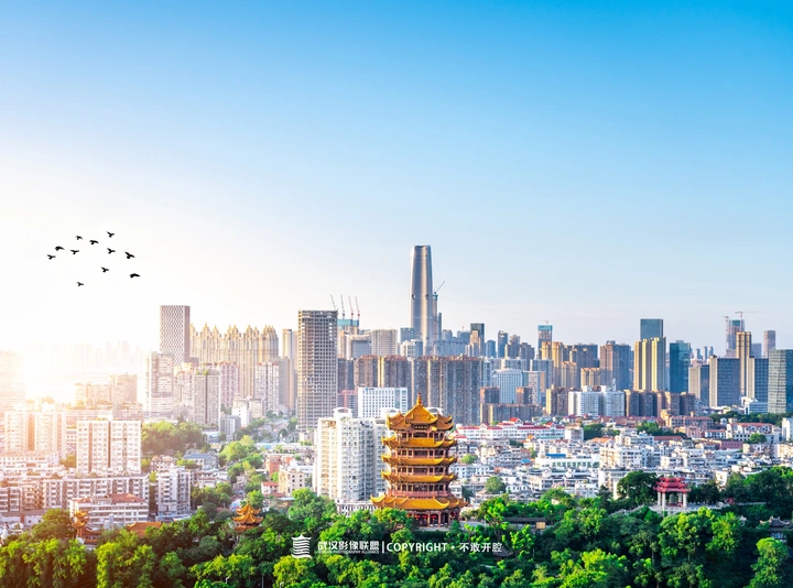 遥望古今-黄鹤楼和绿地