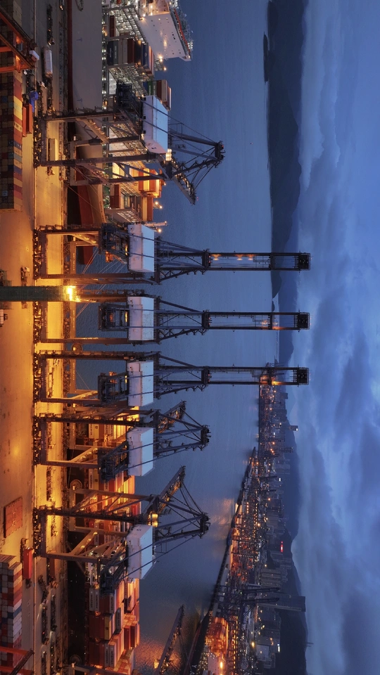 夜晚被高楼和起重机照亮的城市