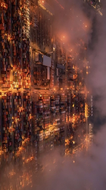 未来 一座摩天大楼在云雾之上拔地而起。