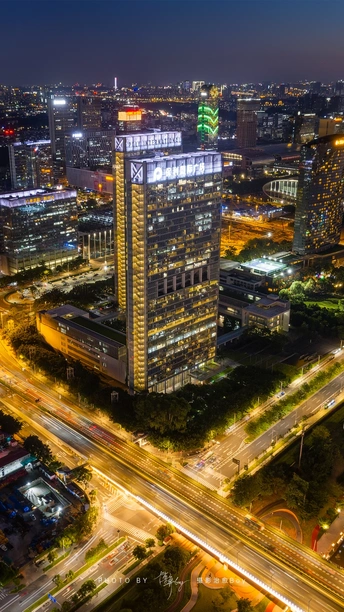 城市夜景 高楼大厦 交通