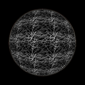 黑色空间中的白色球体抽象图像