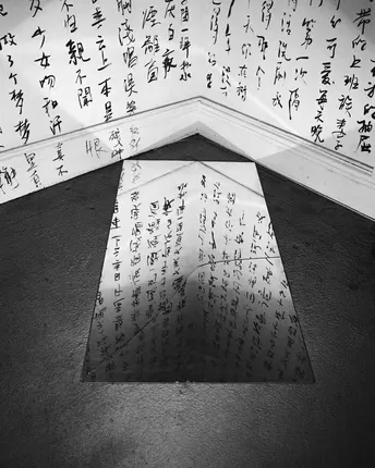 黑白墙上的阴影艺术