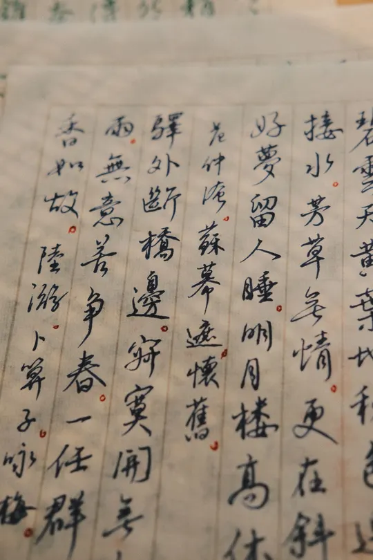 纸上的中文文字特写