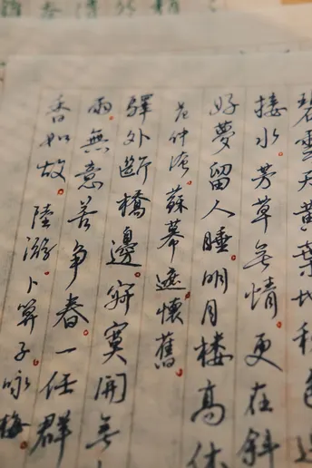 纸上的中文文字特写