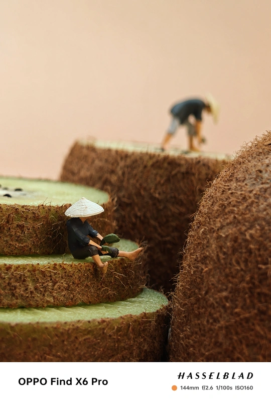 小人 figurines 放在用干草制成的蛋糕顶部