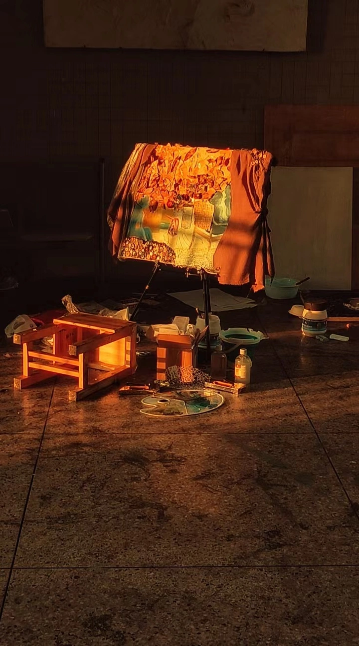 夕阳下我的画