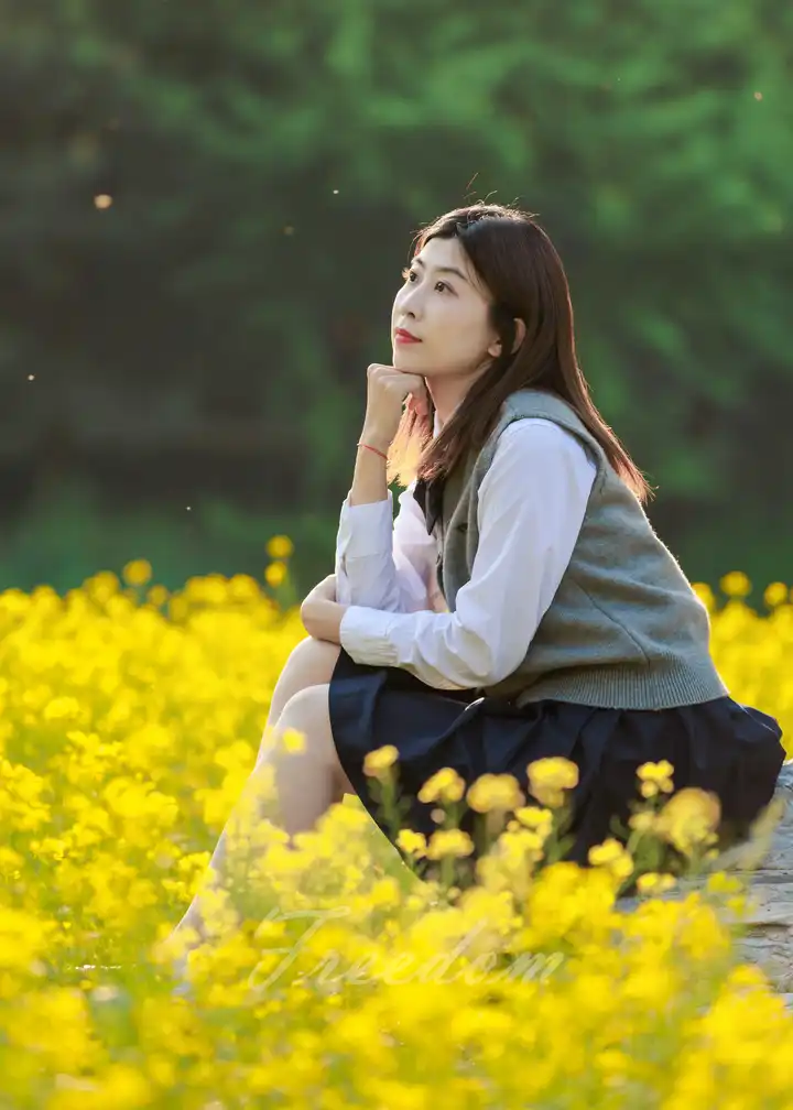 在油菜花田里，连风都是甜的！