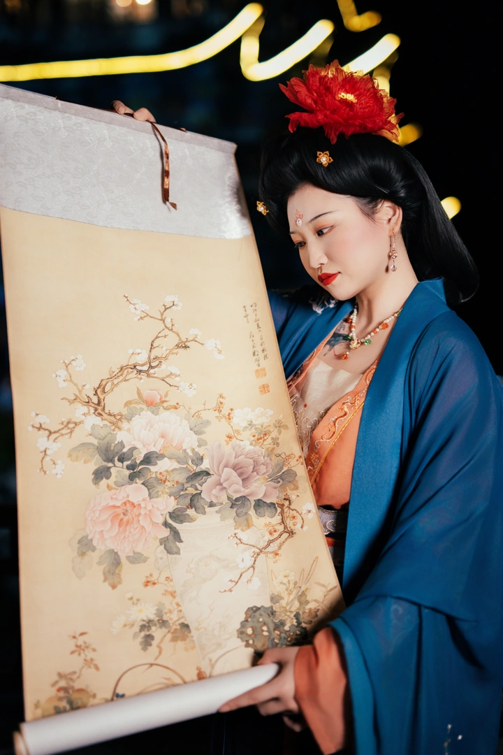 夜景唐风汉服美女写真
