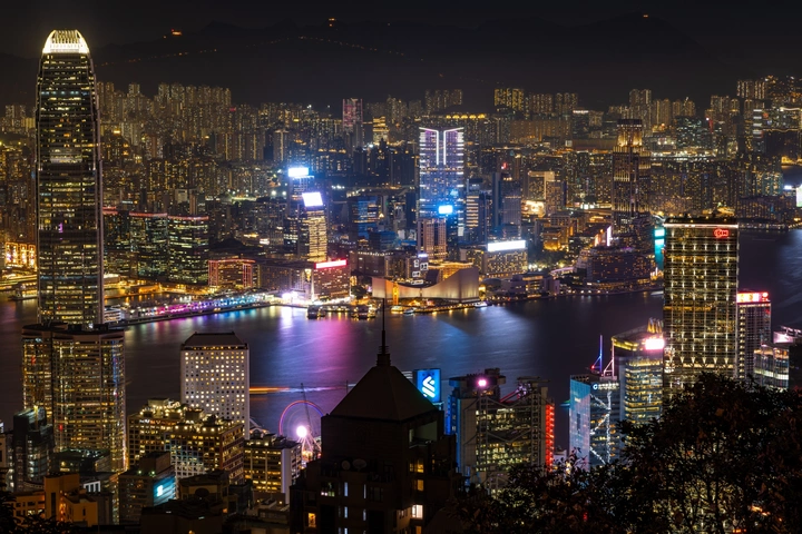 香港维多利亚港夜景内透