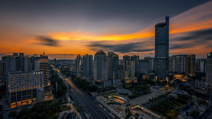 南宁金湖CBD晚霞
