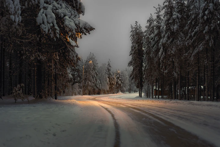 雪后的林间公路