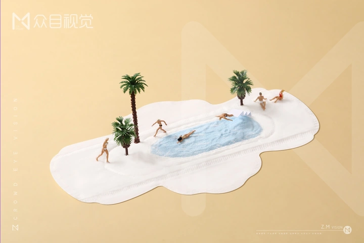 创意微距小人 | 产品拍摄&amp;卫生巾