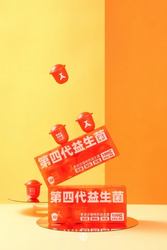 黄色背景 上面有红色杯子