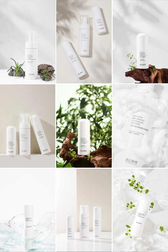各种护肤品的拼盘