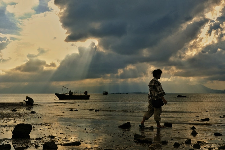 海边拾贝
