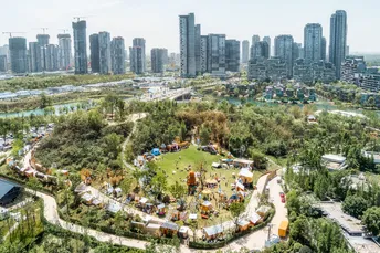 城市中的公园 aerial view